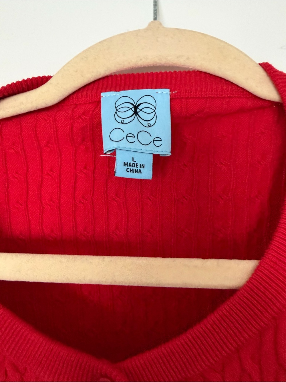 CeCe Red Cable-Knit Button Cardigan - Picture 2 of 2